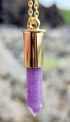 Bullet Pendant Lilac Malaysian Jade Necklace Point  18" Gold filled image