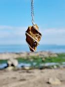 Tiger Eye Pendant Rough Natural Stone Spiral Silver image