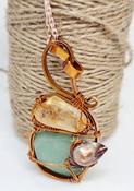 Joy &amp; Happiness. Citrine/ GreenAventurine Wirewrapped Pendant Necklace image