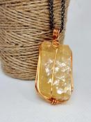 Raw honey calcite crystal wirewraped pendant - Calm &amp; Focus image