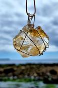 Rough Citrine Crystal Necklace Healing Reiki Spiritual Faith Healing Energy Wirewrapped Pendant  image