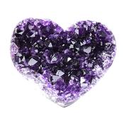 Amethyst Heart Shape Crystal Druzy Geode Cluster Natural Stone