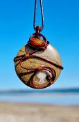 Goniatite/ Amber Fossil Pendant Necklace Wisdom &amp; Freedom image