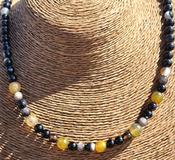 Peridot Black Onyx Lace Agate Crystal Bead Necklace image