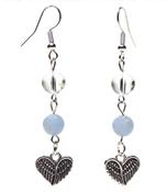 Angelite / Rock Quartz Crystal Earrings with heart image