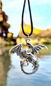 Antique Silver Plated Dragon Pendant Necklace image