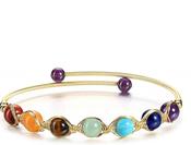 7 Chakra Crystal  Bracelet Wirewrapped link 18K Gold image
