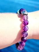 Crystal Bracelet - Amethyst Chakra Natural Stone Bead Elastic image