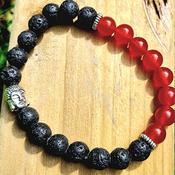 Crystal Bracelet Carnelian - Lava stone Aromatherapy Elastic image