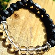 Clear Quartz Bracelet - Aromatherapy Lava stone elastic Amplifies Energy, image