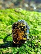 Shinning Stone Ring Bezel Setting Adjustable Unisex Requtangular Square Shape image