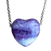 Amethyst Crystal Heart Pendant Necklace 925 Sterling Silver image