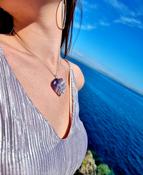 Chevron Amethyst Crystal Heart Pendant 925 Silver Necklace Tree of life Wirewrapped - Serenity - Awakening image