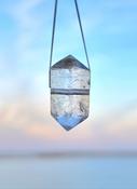 Clear Rock Quartz Crystal Pendant Amulet Sterling Silver/Gold Necklace - Peace- Light - Energy - Clarity. image