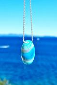Blue Onyx Crystal Amulet Pendant Necklace 925 Sterling silver Rare! image