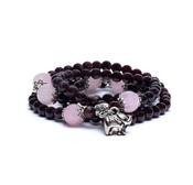 Garnet Rose Quartz Crystal Bead Necklace Mala | Choker | Bracelet with Garnish Wine Red elastic image