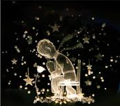 LITTLE PRINCE WITH ROSE Memories CRYSTAL BALL LED LIGHT LAMP MULTICOLOR WITH GIFT BOX COMPLETE MULTICOLOUR image