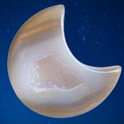 Moon shaped gemstone agate with crystallization "Self Love"