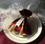 Dark Red Velvet Tarot Cards/ Crystal Gift Bag Gold Ribbon /Jewelry Pouch image