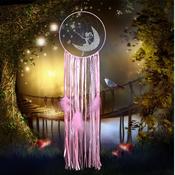 Fairy on the Moon Dreamcatcher Pink Wall Hanging Decoration image