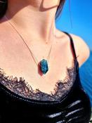 Apatite Crystal Point Gemstone"Untethered Soul" Amulet  Pendant Necklace  Personal Growth 925 Pure Sterling Silver 18" 1.5mm chain image