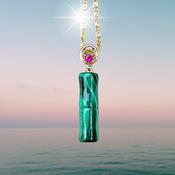 Malachite and Ruby Crystal Green Amulet Necklace image