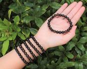 OBSIDIAN CRYSTAL BRACELET ELASTIC GOLDEN SHIMMER image