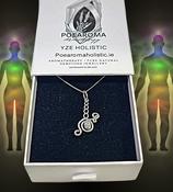 Sacred Geometry BioSymbol "GENERAL WELL-BEING" 925 Silver Herkimer Diamond Crystal Necklace Pendant. image