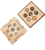 Chakra Set ~ Chakra Crystal Gift Box 7 Symbols Round Crystals Wooden Kit image