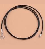 Black Leather Cord Necklace 925 Sterling Silver Lobster Clasp 18" image
