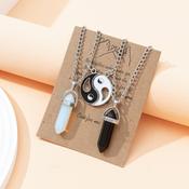 Yin-yang Point Crystal Double Pendant Necklace Set image