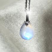 Moonstone Crystal Necklace 925 Sterling Silver Gemstone Pendant image