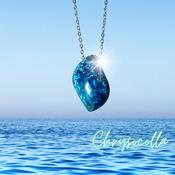 Chrysocolla Earth Power Сrystal Amulet 925 Sterling Silver /18 K Gold image