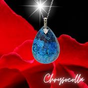 Chrysocolla Earth Power Сrystal Amulet 925 Sterling Silver Necklace image