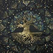 Tree of Life Tapestry | Tablecloth 3D Colorful Tree Wall Hanging Large Green Black image