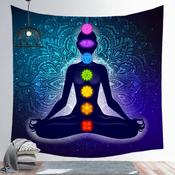 Tapestry | Tablecloth 3D Mandala Chakra Mysterious Cosmic Energies Yoga Lotus Chakra Beautiful Woman Silhouette Crystal Vector Tapestry Colorful Wall image
