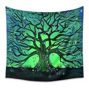 Tree of Life Tapestry | Tablecloth 3D Colorful Psychedelic Tree Wall Hanging Large Green image
