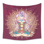 Tapestry | Tablecloth 3D Mandala Chakra Mysterious Cosmic Energies Yoga Lotus Chakra Beautiful Woman Silhouette Crystal Vector Tapestry Colorful Wall image