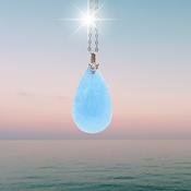 Aquamarine Crystal 925 Silver Necklace Amulet Pendant image