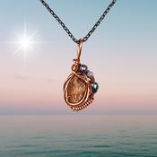 Hessonite Garnet Wirewrapped Copper Pendant Necklace image