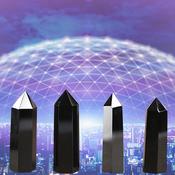 Shungite Pencil Point Tower Obelisk Healing Crystal Wand Point Faceted Prism Heloxahon for Reiki Meditation Therapy S image