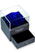 Blue Rose Gift Box Preserved Fresh Flower Rose in a Jewelry Box, Last long Rose Gift Box Eternal Flowers Infinity Rose Blue Everlasting Rose image
