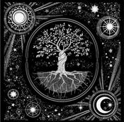 Tapestry | Tablecloth Tree of Life Third Eye Vision Tarot Moon 3D Colorful Psychedelic Tree Wall Hanging Large Black and White | Tarot