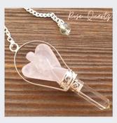 Rose Quartz Crystal Angel Dowser - Pendulum for Reiki Chakra Healing Crystal Stone image