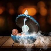 Waterfall Incense Burner Shell Mermaid Incense Pearl Lamp with LED lights, Ceramic Aromatherapy Ornament Home Decor image