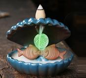 Waterfall Incense Burner Shell Fishes Incense Pearl Lamp LED light Home Decor Pisces Love image