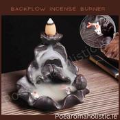 Backflow Incense Burner, Waterfall Incense Burner Holder, Handmade Ceramic Sticks, Cones, Two Swimming Fish Cone Burner image