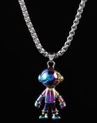 Leeker Cool Space Astronaut  Pendant Stainless Steel Necklace Men Trendy Simple Rainbow Colour  Multicolour Jewellery image