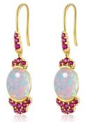 Ethiopian Opal Ruby Crystal Earrings 925 Sterling Silver Gold Filled image