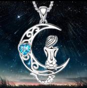 Mermaid Moon Pendant Necklace Jewellery image